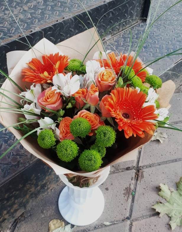 Букет цветов из: Герберы, Хризантемы, Альстромерии и Розы в Ворсме