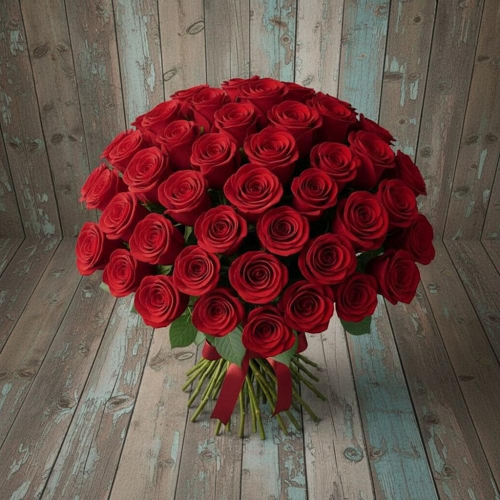 Букет 55 Красных роз Фридом в Ворсме
