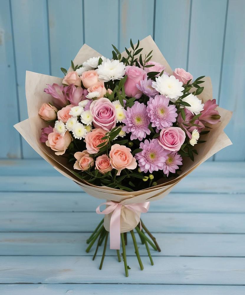 Букет цветов из: Хризантемы, Розы и Альстромерии в Ворсме