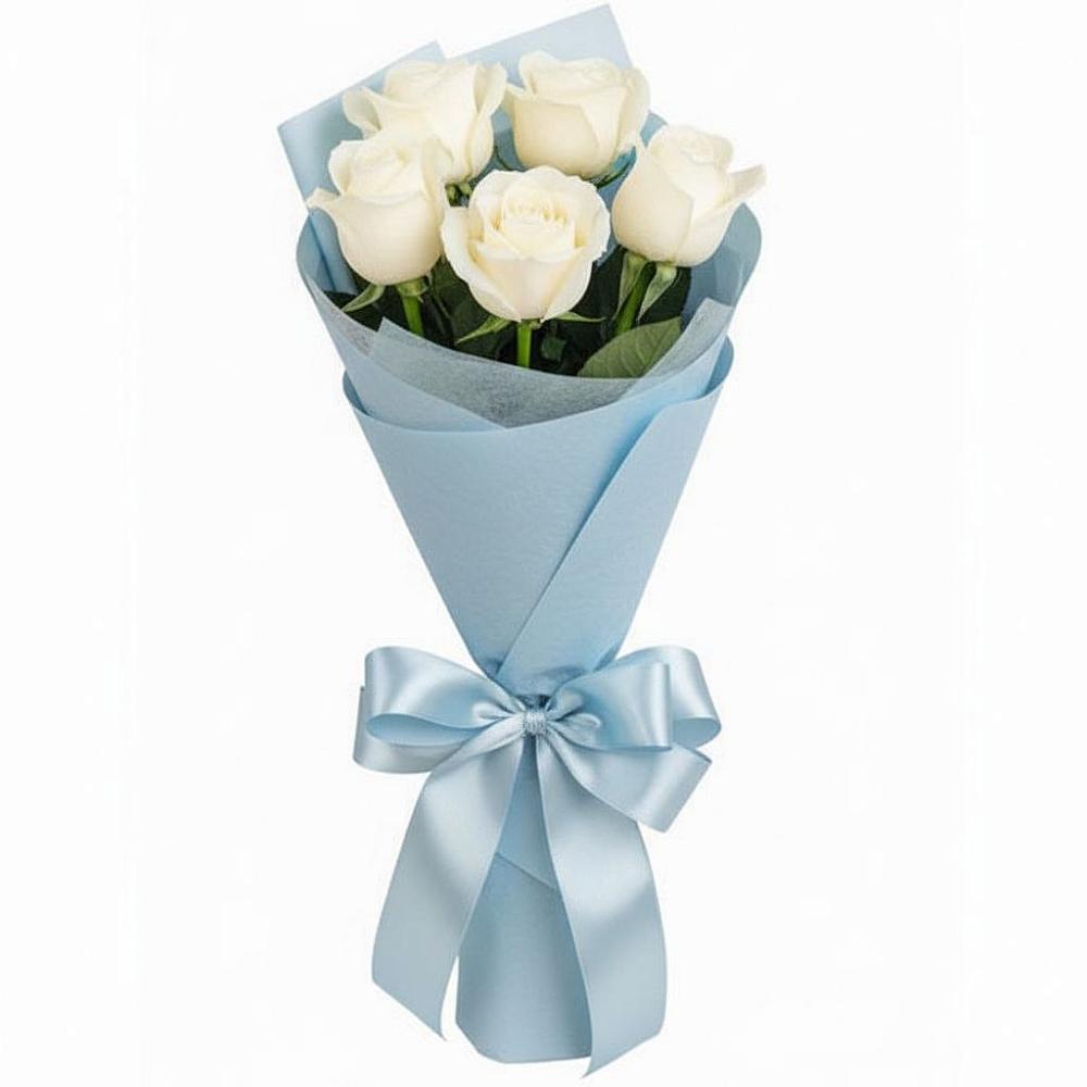 Букет 5 Белых роз Проуд в Ворсме