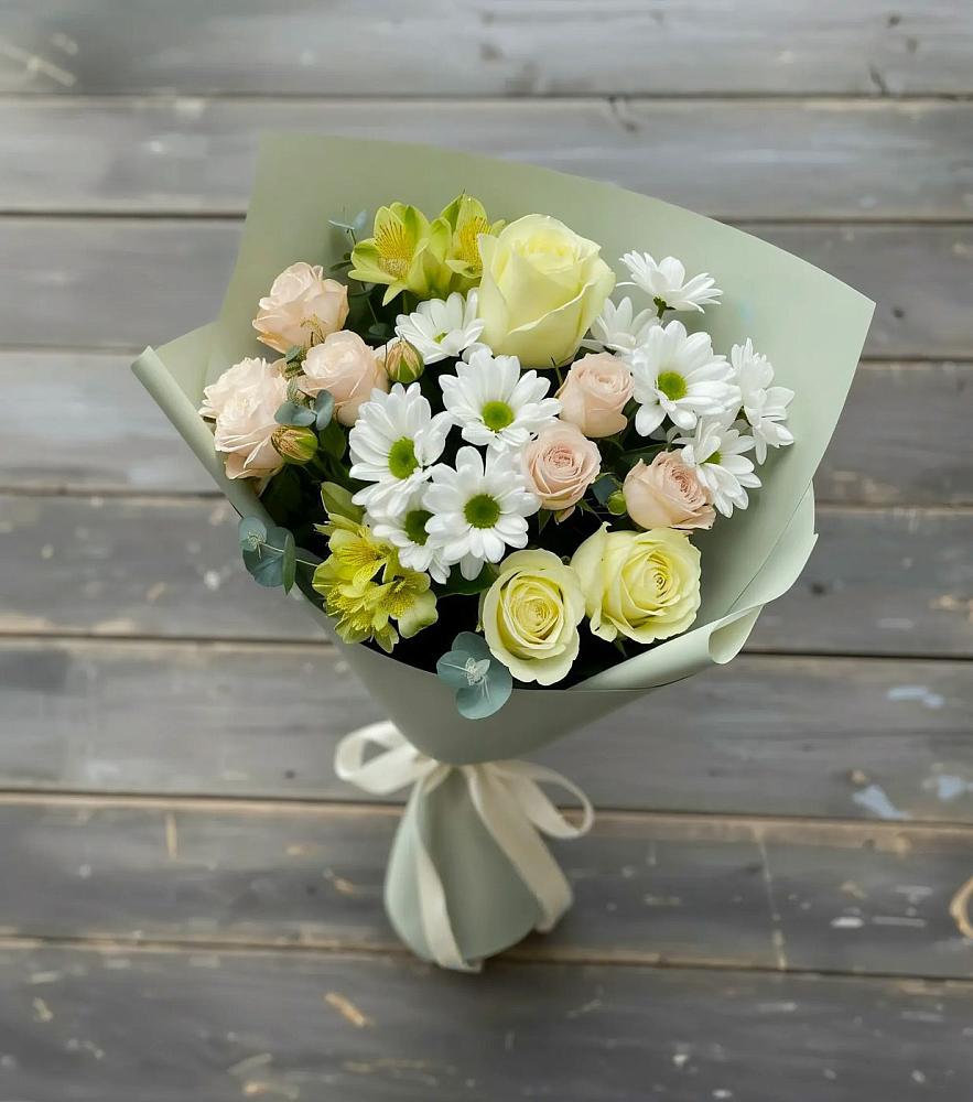 Букет цветов из: Альстромерии, Розы и Хризантемы в Ворсме