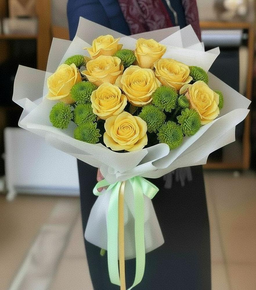 Букет цветов из: Хризантемы и Розы в Ворсме