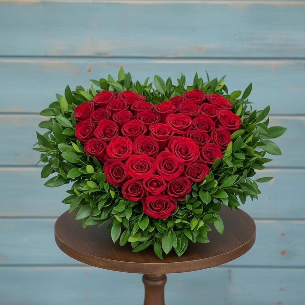 Цветочная композиция из Розы в виде сердца в Ворсме