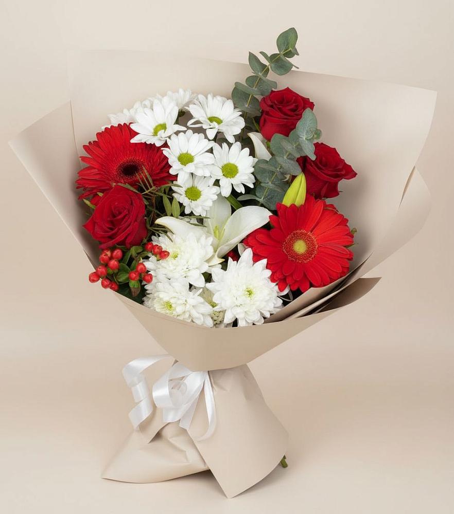 Букет цветов из: Розы, Хризантемы, Герберы и Лилии в Ворсме