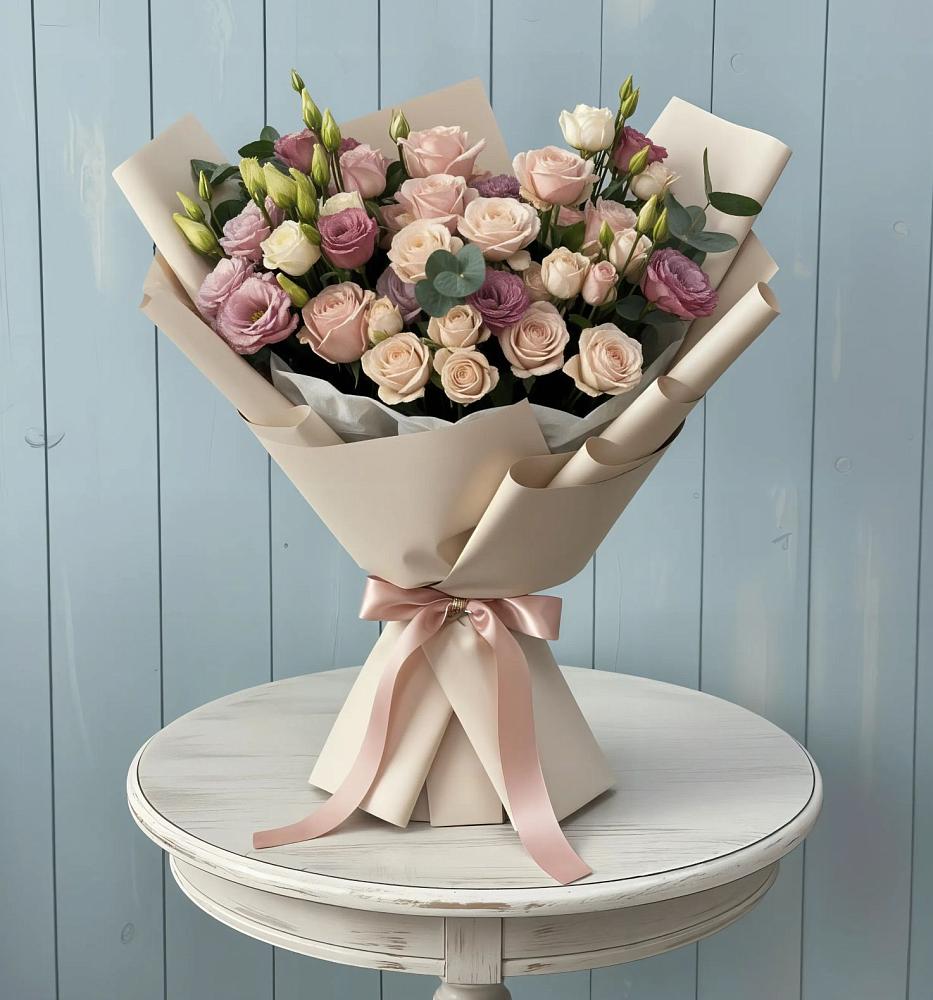 Букет цветов из: Розы и Лизиантусы в Ворсме