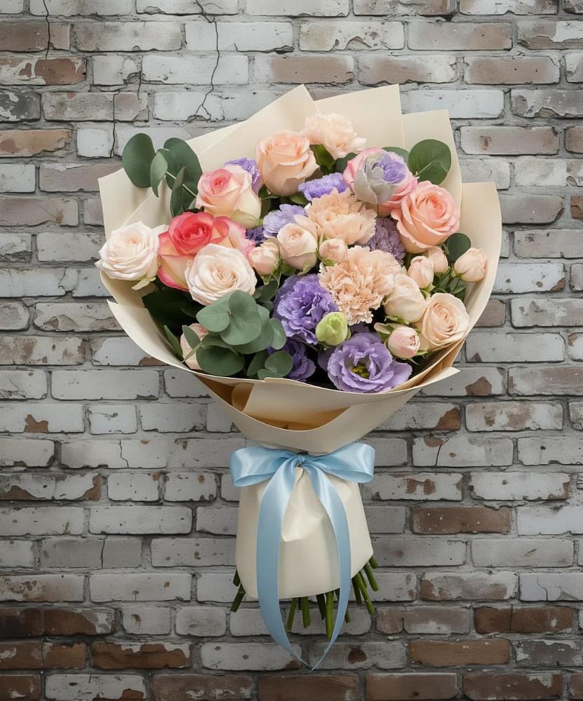 Букет цветов из: Розы, Лизиантусы и Гвоздики в Ворсме