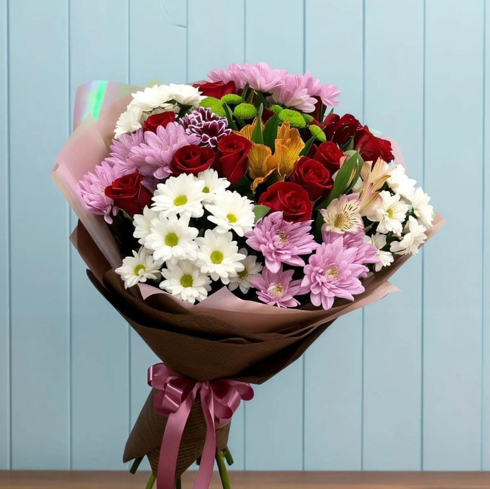 Букет цветов из: Розы, Хризантемы и Альстромерии в Ворсме