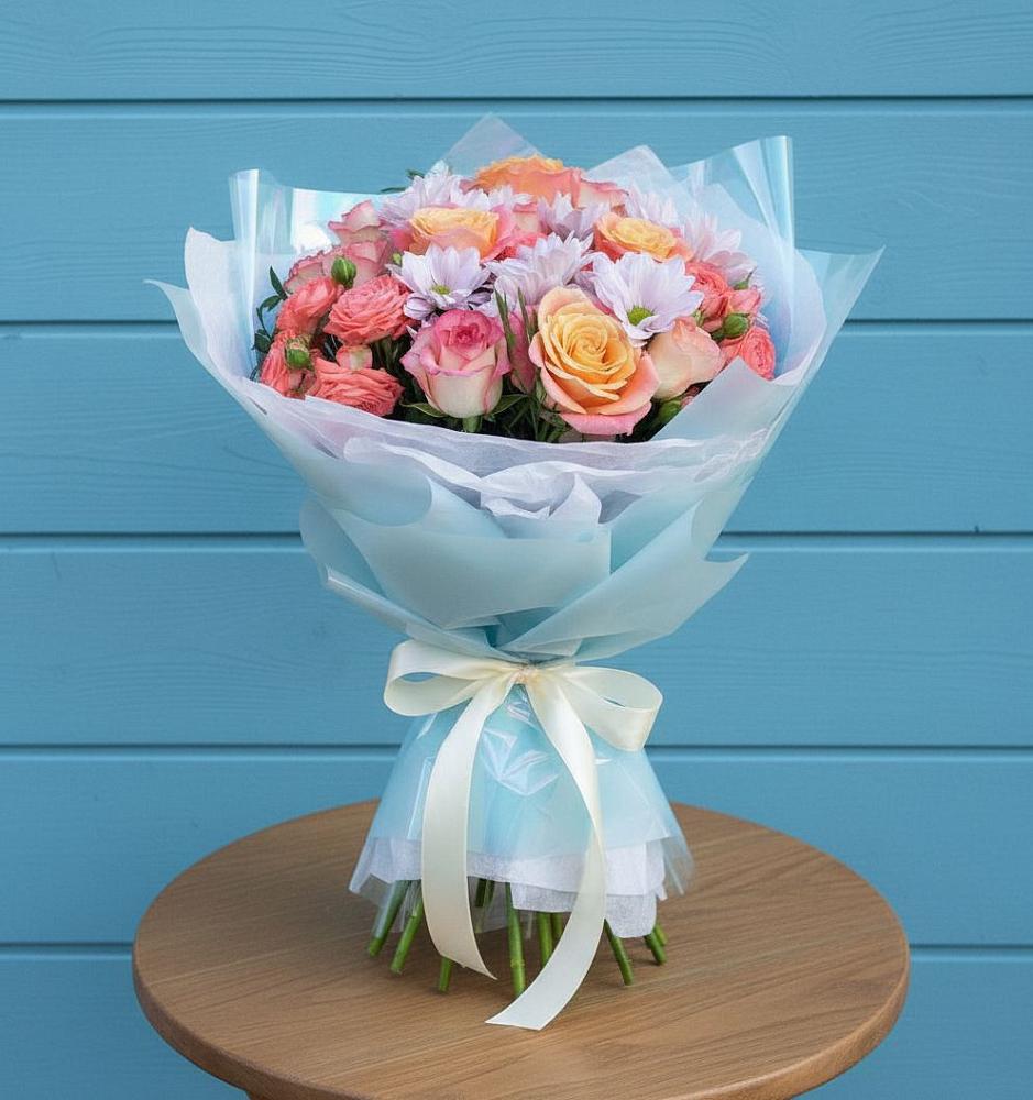 Букет цветов из: Хризантемы и Розы в Ворсме