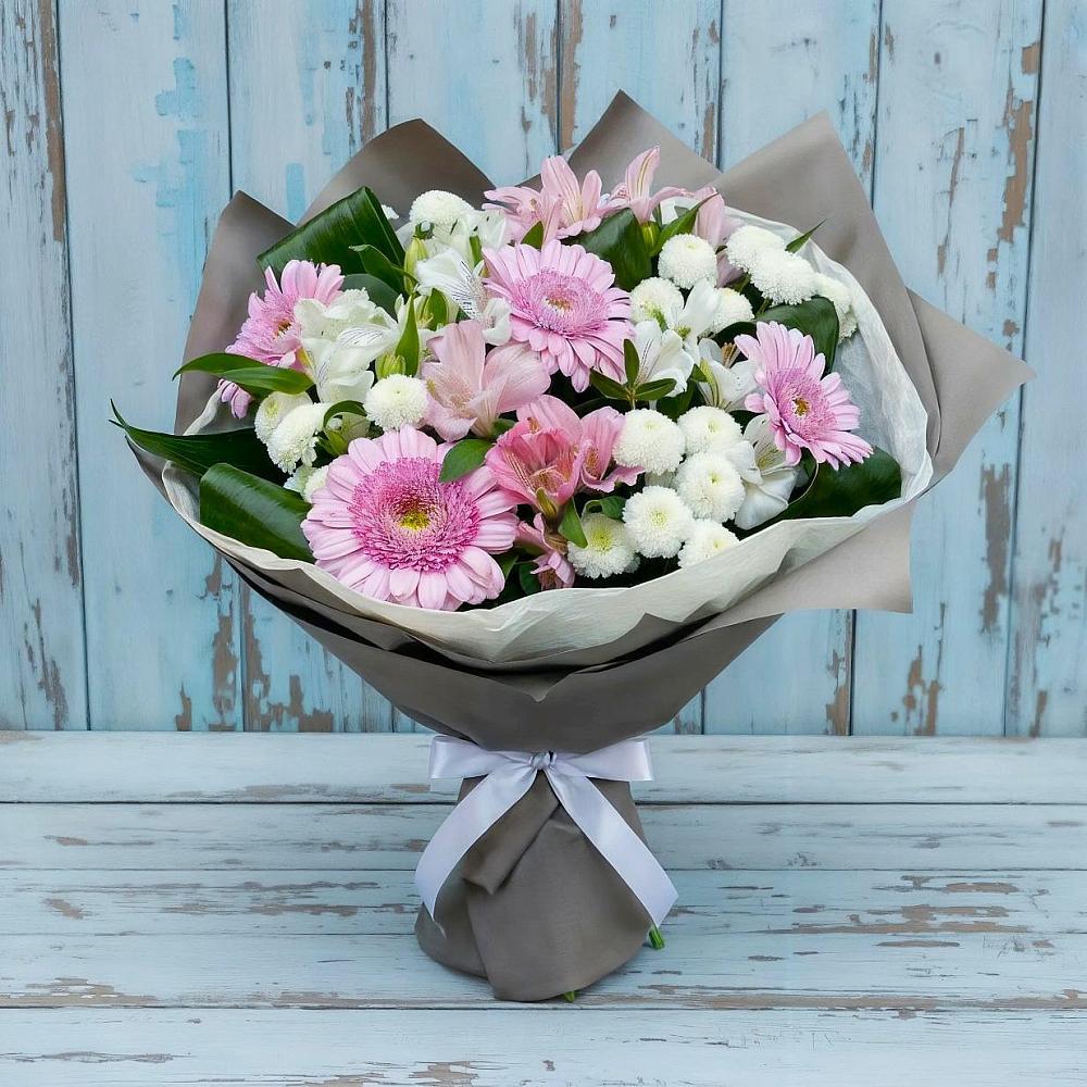 Букет цветов из: Герберы, Альстромерии и Хризантемы в Ворсме