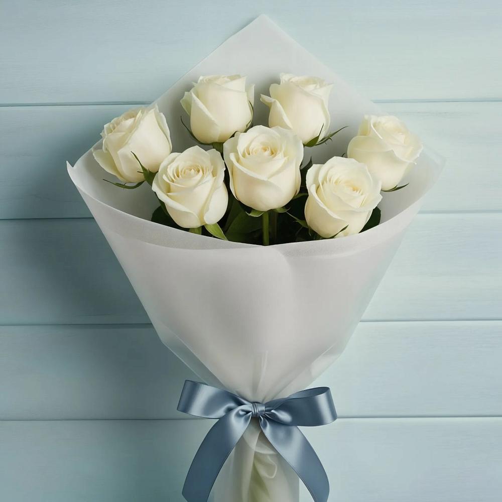 Букет 7 Белых роз Эдлесс Лав в Ворсме